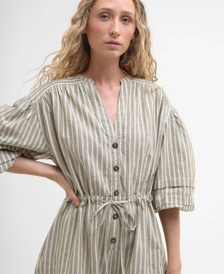 Bobby Striped Playsuit Dusky Green Stripe