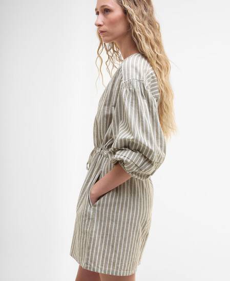 Bobby Striped Playsuit Dusky Green Stripe