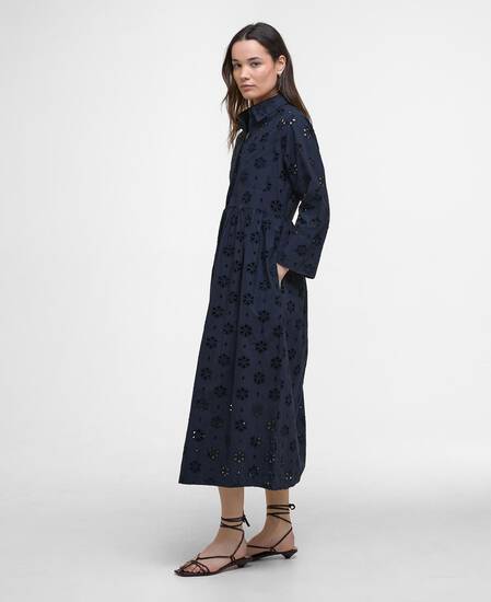 Melissa Broderie Anglaise Midi Dress Navy
