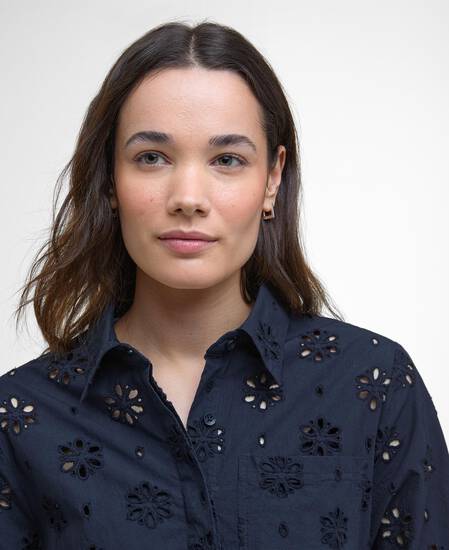 Melissa Broderie Anglaise Midi Dress Navy