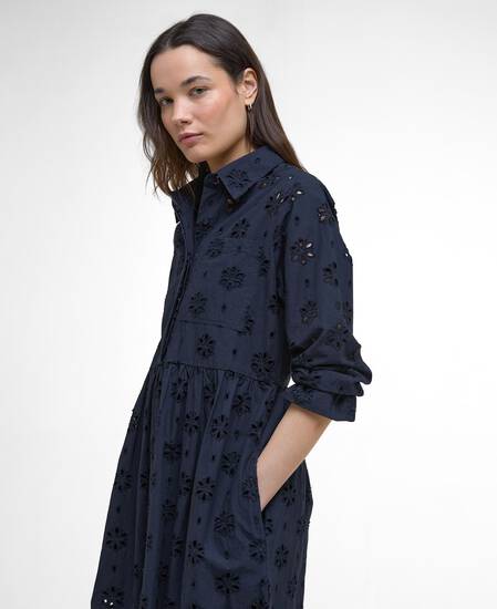 Melissa Broderie Anglaise Midi Dress Navy