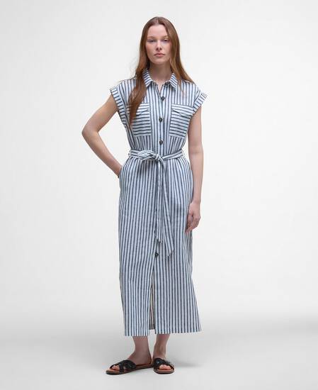 Abby Striped Midi Dress Navy/White Stripe