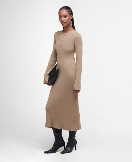 Anastasia Knitted Midi Dress Pale Camel