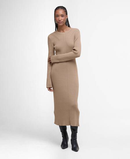 Anastasia Knitted Midi Dress Pale Camel