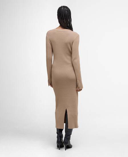 Anastasia Knitted Midi Dress Pale Camel