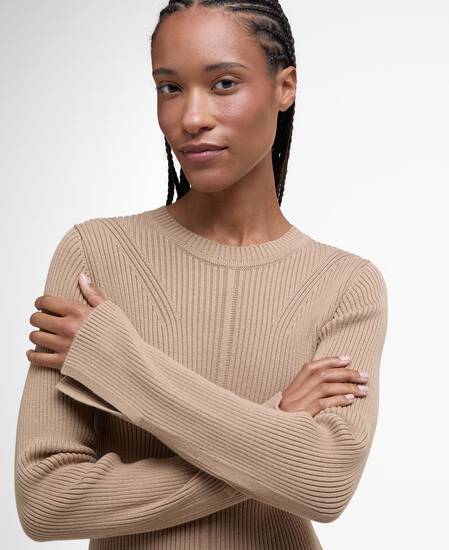 Anastasia Knitted Midi Dress Pale Camel