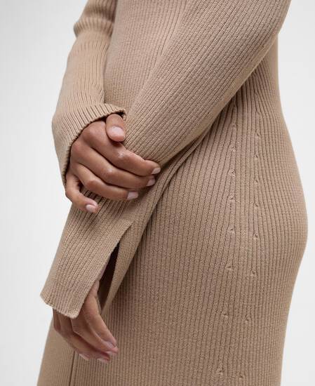 Anastasia Knitted Midi Dress Pale Camel