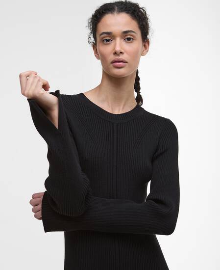 Anastasia Knitted Midi Dress Black