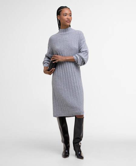 Sophia Knitted Midi Dress Light Grey