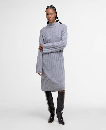 Sophia Knitted Midi Dress Light Grey