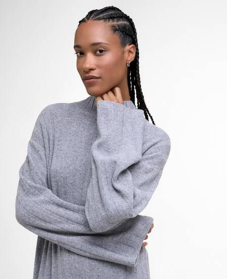 Sophia Knitted Midi Dress Light Grey