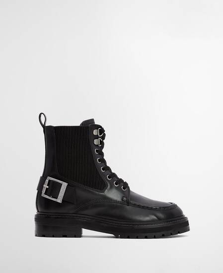 Leonie Lace-Up Boots Black