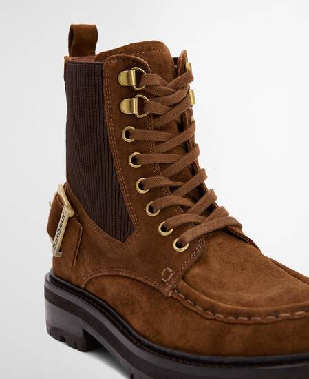 Leonie Lace-Up Boots Tobacco Suede