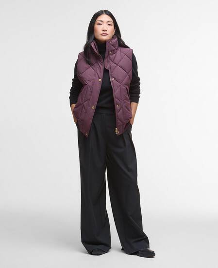 Becky Gilet Black Cherry/Muted Tartan