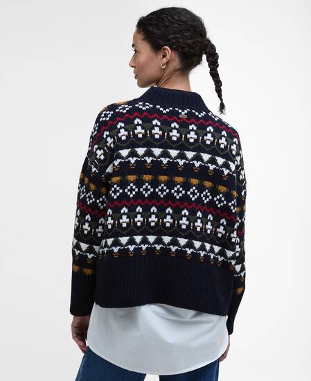 Larisa Fair Isle High-Neck Jumper Navy
