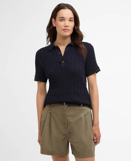 Hartland Knitted Polo Shirt Navy