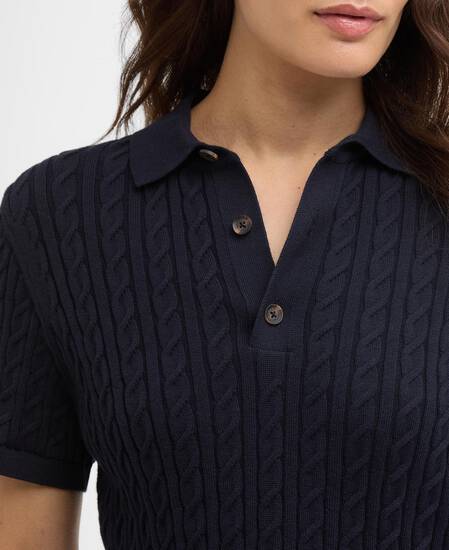 Hartland Knitted Polo Shirt Navy