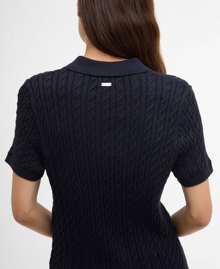 Hartland Knitted Polo Shirt Navy
