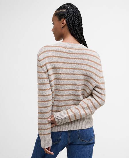 Claydon Striped Crew Neck Jumper Oatmeal Stripe