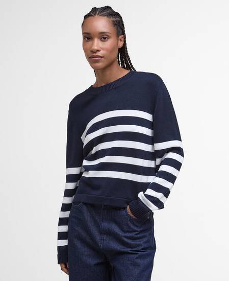Demi Striped Crew Neck Jumper Dark Navy Stripe