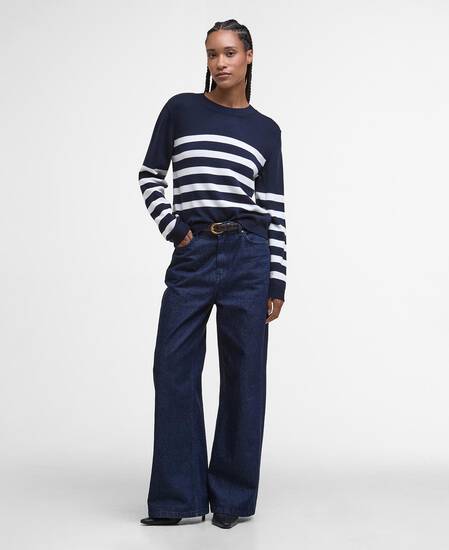 Demi Striped Crew Neck Jumper Dark Navy Stripe