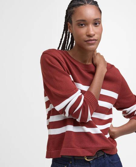 Demi Striped Crew Neck Jumper Burnt Henna Stripe