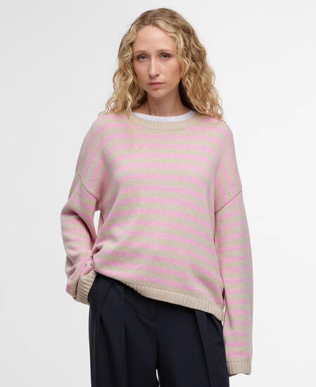 Rosie Knitted Jumper Oat/Cherry Blossom Stripe