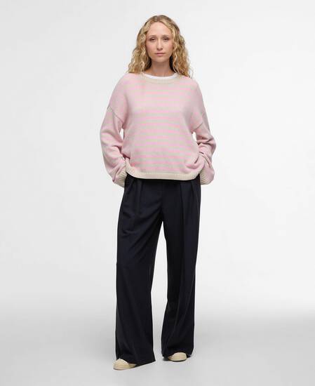 Rosie Knitted Jumper Oat/Cherry Blossom Stripe