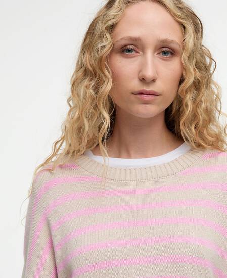 Rosie Knitted Jumper Oat/Cherry Blossom Stripe