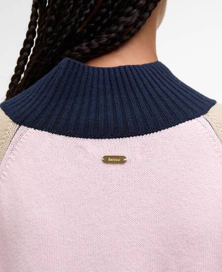 Wren Wool-Blend High-Neck Jumper Honey/Cherry Blossom