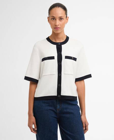Sloane Short-Sleeved Cardigan Cloud/Navy