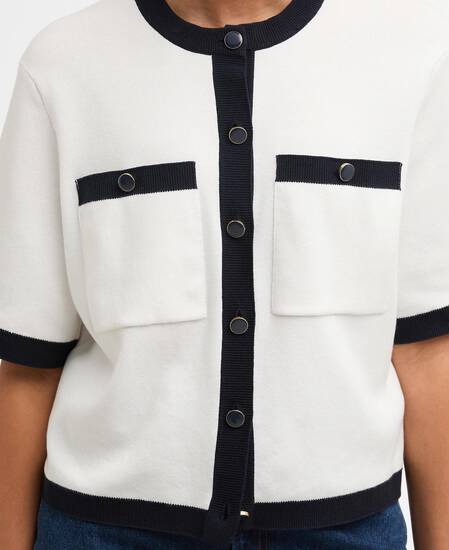 Sloane Short-Sleeved Cardigan Cloud/Navy