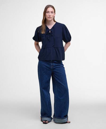 Louise Peplum Blouse Navy
