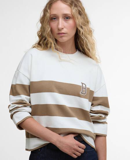 Faye Striped Sweatshirt Military Brown Stripe