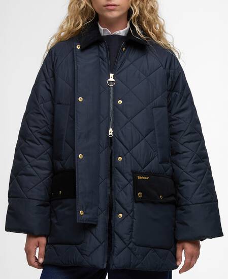 Aldburgh Quilted Jacket Navy/Dress Tartan