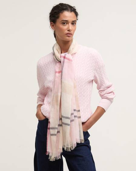 Abigail Tartan Scarf Cherry Blossom