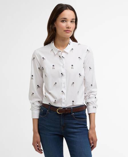 Brambles Tailored Long-Sleeved Shirt Sketched Dog Print
