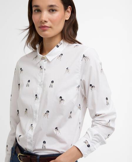 Brambles Tailored Long-Sleeved Shirt Sketched Dog Print