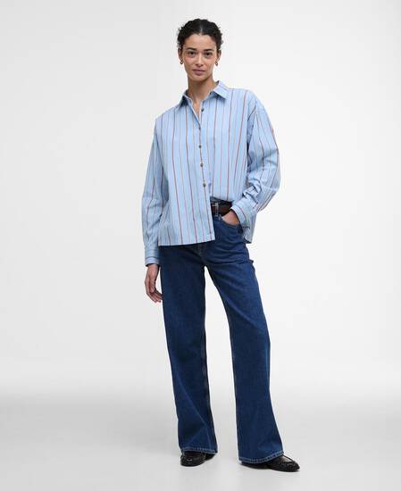 Saffron Striped Relaxed Shirt Ice Blue Stripe