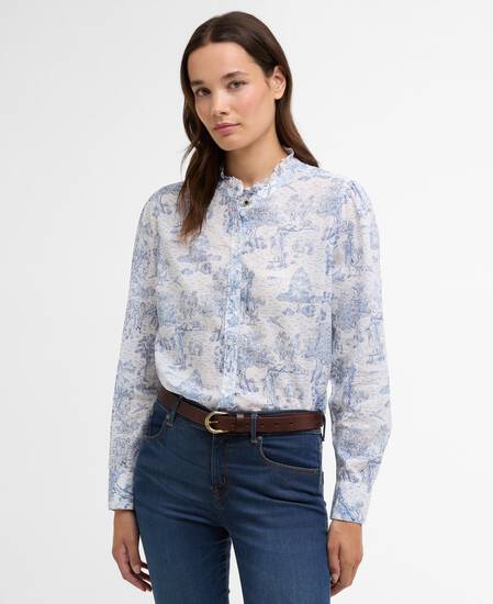 Wisteria Long-Sleeved Shirt Ink Blue Print