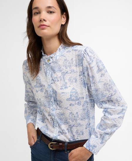 Wisteria Long-Sleeved Shirt Ink Blue Print