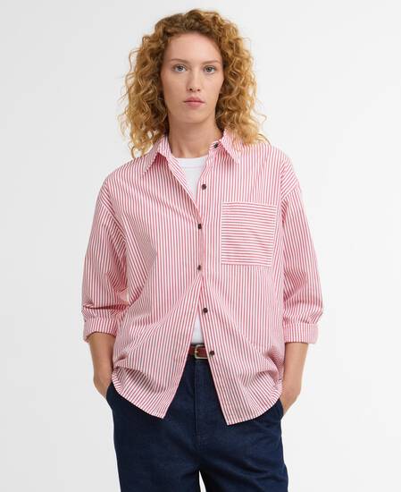 Polly Striped Relaxed Shirt Poppy Red Stripe