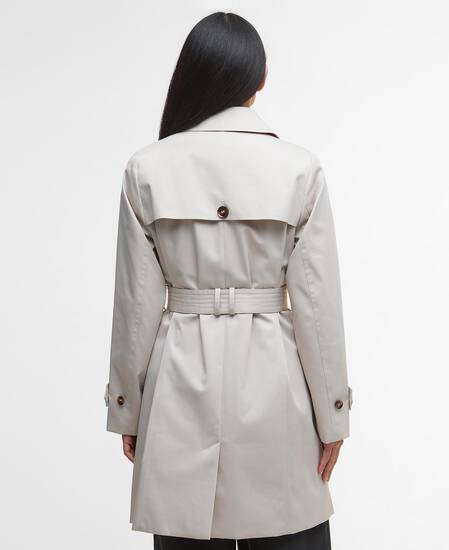 Short Greta Showerproof Trench Coat Mist/Hessian Tartan