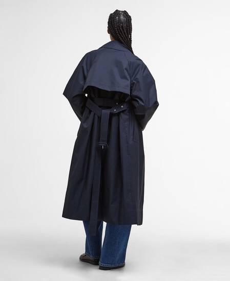 Robyn Showerproof Trench Coat Dark Navy/Hessian Tartan