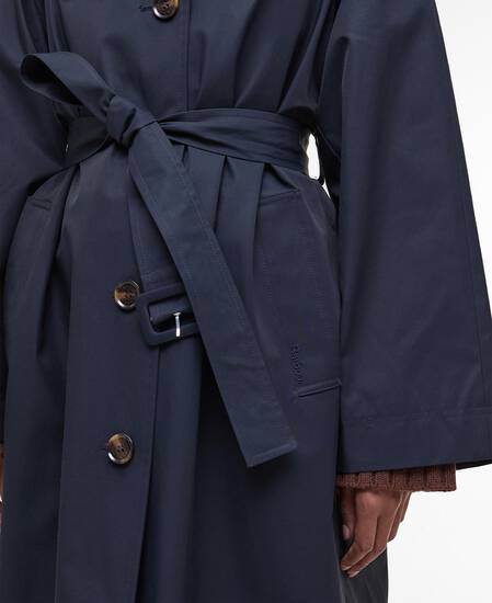 Robyn Showerproof Trench Coat Dark Navy/Hessian Tartan
