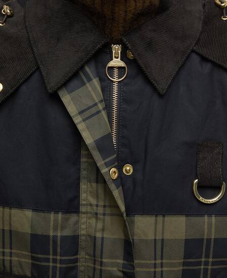 Elaine Showerproof Jacket Olive Check/Black