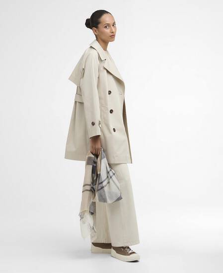 Adare Showerproof Trench Coat Mist/Dress Navy Tartan