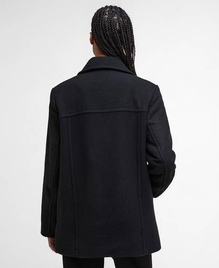 Indie Wool Pea Coat Black/Onyx Tartan