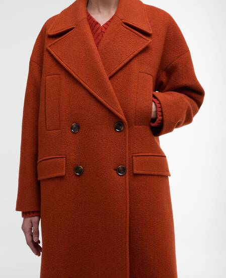 Blyth Double Breasted Wool Coat Burnt Orange/Hessian Tartan