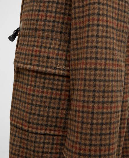 Melody Check Wool Duffle Coat Brown/Orange Check/Hessian Tartan